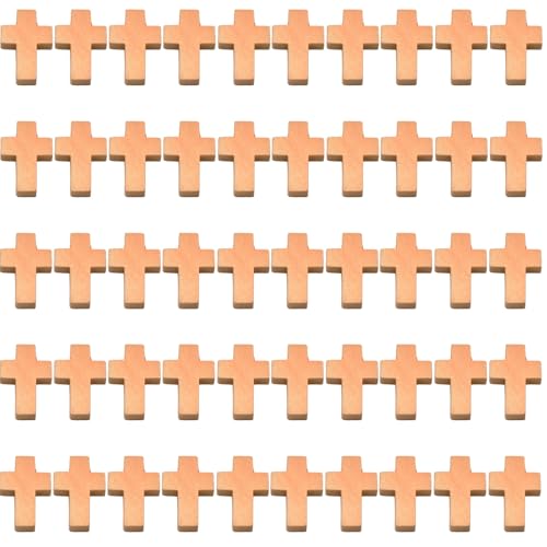 50 Stück Holzkreuze,Holzkreuz,Holz Kreuz Anhänger,Kreuz-Anhänger,Kreuz Holzkreuz,DIY Kreuz mit kleinem Loch, für die Herstellung von Halsketten Schlüsselanhängern von KIRVOS