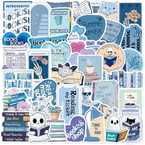 50 Stücke Bookish Sticker,Keine Duplizierung sticker Book,Blaues Thema Wasserfeste Aesthetic Sticker für Koffer,TagebüCher,MotorräDer,Skateboards,Autos,Mobiltelefone,Computer Usw. 50 Stücke Bookish Sticker,Keine Duplizierung sticker Book,Blaues Thema Wasserfeste Aesthetic Sticker für Koffer,TagebüCher,MotorräDer,Skateboards,Autos,Mobiltelefone,Computer Usw. von KIRVOS