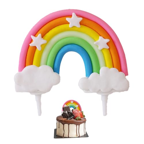 Regenbogen Kuchen-Deko aus weichem Keramikmaterial –bunte Geburtstags-Partyaccessoires – Ideal für Familienfeiern, Kindergeburtstage & festliche Anlässe Regenbogen Kuchen-Deko aus weichem Keramikmaterial –bunte Geburtstags-Partyaccessoires – Ideal für Familienfeiern, Kindergeburtstage & festliche Anlässe von KIRVOS