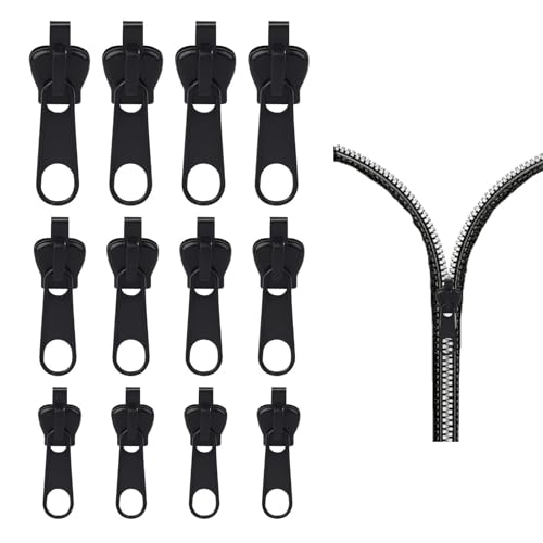 Reißverschluss-Set, Reißverschluss-Reparaturset, Reißverschluss-Schieber, Reißverschluss-Reparaturkit – geeignet für Kleidung, Rucksäcke, Gepäck, Schlafsäcke – 12er Set von KIRVOS