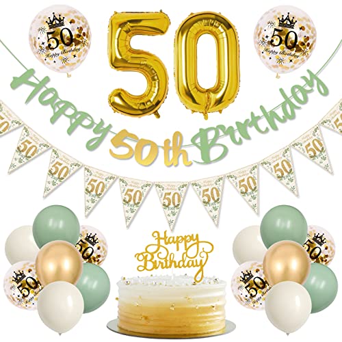 50 Geburtstagsdeko Frauen, Grün Gold Luftballon 50. Geburtstag Deko Mit Wimpelkette Banner, Geburtstagsdeko 50 Happy Birthday Banner für Frauen Mann 50. Geburtstagsdeko 50 Geburtstagsdeko Frauen, Grün Gold Luftballon 50. Geburtstag Deko Mit Wimpelkette Banner, Geburtstagsdeko 50 Happy Birthday Banner für Frauen Mann 50. Geburtstagsdeko von KISPATTI