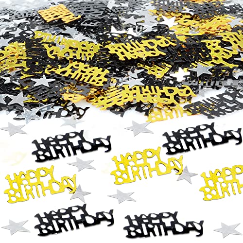 Geburtstag Konfetti, Schwarz Gold HAPPY BIRTHDAY Konfetti Silber Stern Konfetti Pailletten 30g Schwarz Gold Silber Tischkonfetti HAPPY BIRTHDAY Konfetti für Geburtstagsparty Dekoration von KISPATTI