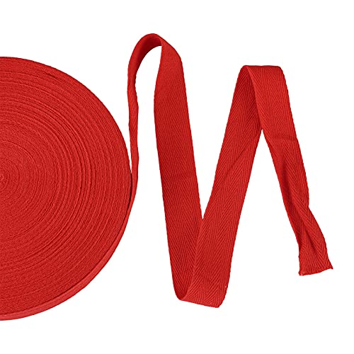 49Yards Köperband, 2,5 cm breit, Fischgrätenmuster, Baumwollband, Nähband, Köperband für Nähen, Bastelbedarf (rot) von KISSITTY