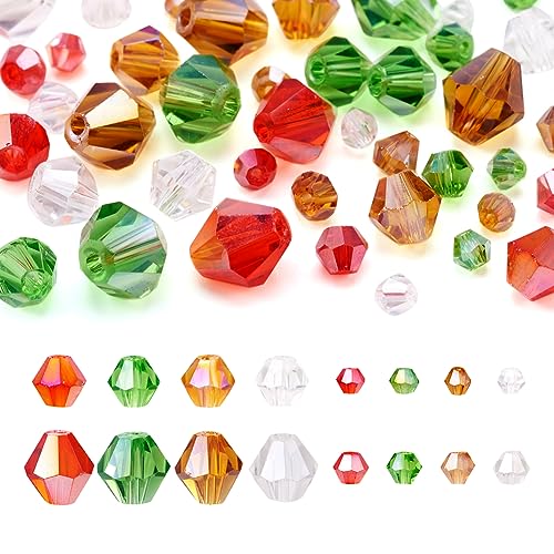 Facettierte Doppelkegel-Glasperlen, Weihnachtsmotiv, rot, dunkelgrün, klar, sandbraun, Doppelkegel, 3–8 mm, Kristall-Doppelkegel-Perlen für DIY-Armbänder, Ohrringe, Halsketten, Schmuckherstellung, 16 Facettierte Doppelkegel-Glasperlen, Weihnachtsmotiv, rot, dunkelgrün, klar, sandbraun, Doppelkegel, 3–8 mm, Kristall-Doppelkegel-Perlen für DIY-Armbänder, Ohrringe, Halsketten, Schmuckherstellung, 16 von KISSITTY