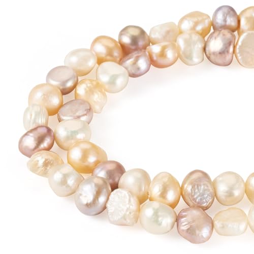 KISSITTY 1 Strang gefärbte natürliche Süßwasserperlen, barocke, weiße unregelmäßige Zuchtperlen, lose Abstandshalter, Muschelarmband, Perle für Schmuckherstellung, Handwerk, Halsketten, Armbänder von KISSITTY