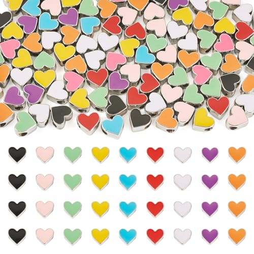 KISSITTY 100 Stück Acrylperlen in Herzform aus Kunststoff, europäische Perlen, großes Loch, verschiedene süße Liebe, lose Perlen für Schmuckherstellung, Freundschaftsarmbänder, Basteln, Party KISSITTY 100 Stück Acrylperlen in Herzform aus Kunststoff, europäische Perlen, großes Loch, verschiedene süße Liebe, lose Perlen für Schmuckherstellung, Freundschaftsarmbänder, Basteln, Party von KISSITTY