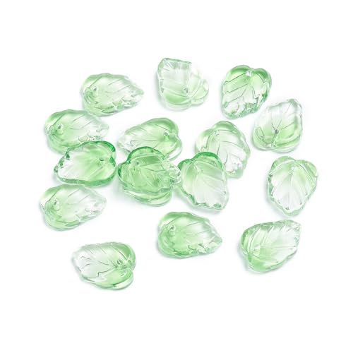 KISSITTY 100 Stück Blatt-Anhänger mit Farbverlauf, grüner Glaskristall, Baumblätter, oben gebohrt, kleine baumelnde Perlen für Schmuckherstellung, Halsketten, Armbänder, Ohrringe, Basteldekorationen KISSITTY 100 Stück Blatt-Anhänger mit Farbverlauf, grüner Glaskristall, Baumblätter, oben gebohrt, kleine baumelnde Perlen für Schmuckherstellung, Halsketten, Armbänder, Ohrringe, Basteldekorationen von KISSITTY