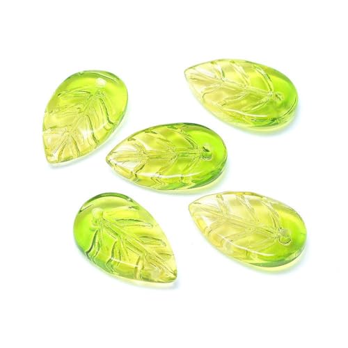 KISSITTY 100 Stück Blatt-Anhänger mit Farbverlauf, grüner Glaskristall, Baumblätter, oben gebohrt, zweifarbig, baumelnde Perlen für Schmuckherstellung, DIY, Halsketten, Armbänder, Ohrringe KISSITTY 100 Stück Blatt-Anhänger mit Farbverlauf, grüner Glaskristall, Baumblätter, oben gebohrt, zweifarbig, baumelnde Perlen für Schmuckherstellung, DIY, Halsketten, Armbänder, Ohrringe von KISSITTY