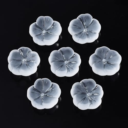 KISSITTY 100 Stück Blumen-Glasperlen, mattiert, klare Kristalle, ästhetische Blumen, gebohrte Perlenkappen, Charm-Abstandshalter für selbstgemachte Halsketten, Ohrringe, Armbänder, Schmuckherstellung von KISSITTY