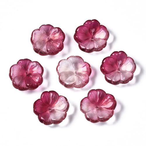 KISSITTY 100 Stück Blumen-Glasperlen, mittelgroß, violett-rot, Kristall, ästhetische Blumen, gebohrte Perlenkappen, Charm-Abstandshalter für selbstgemachte Halsketten, Ohrringe, Armbänder KISSITTY 100 Stück Blumen-Glasperlen, mittelgroß, violett-rot, Kristall, ästhetische Blumen, gebohrte Perlenkappen, Charm-Abstandshalter für selbstgemachte Halsketten, Ohrringe, Armbänder von KISSITTY