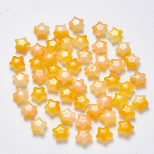 KISSITTY 100 Stück Stern-Glasperlen, gelbe Kristallperlen, mittig gebohrt, lose Bastelperlen, 8 mm, für Schmuckherstellung, Ohrringe, Armbänder, Halsketten, Bastelarbeiten von KISSITTY