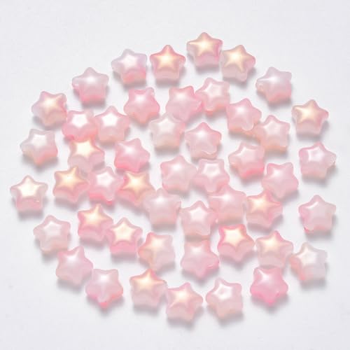 KISSITTY 100 Stück Stern-Glasperlen, rosa Kristallperlen, mittig gebohrt, lose Bastelperlen, 8 mm, für Schmuckherstellung, Ohrringe, Armbänder, Halsketten, Bastelarbeiten von KISSITTY