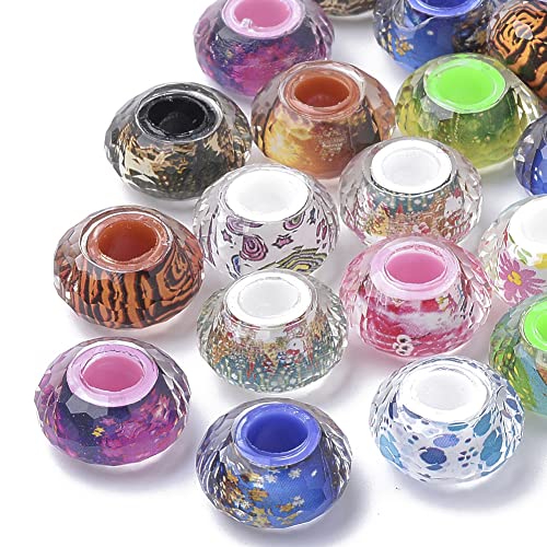 KISSITTY 100 Stück gemischte facettierte europäische Perlen mit großem Loch, Abstandshalter für Feenstäbe, Armbänder, Armreifen, Schmuckherstellung, gemischte Farben KISSITTY 100 Stück gemischte facettierte europäische Perlen mit großem Loch, Abstandshalter für Feenstäbe, Armbänder, Armreifen, Schmuckherstellung, gemischte Farben von KISSITTY