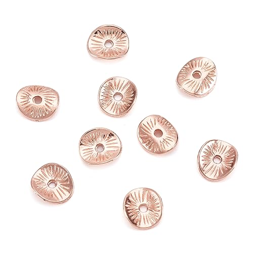 KISSITTY 100 Stück gewellte Abstandshalter Perlen Roségold tibetischer Stil Scheibenperlen 9 mm flache, runde Twist-Abstandshalter für Schmuckherstellung KISSITTY 100 Stück gewellte Abstandshalter Perlen Roségold tibetischer Stil Scheibenperlen 9 mm flache, runde Twist-Abstandshalter für Schmuckherstellung von KISSITTY