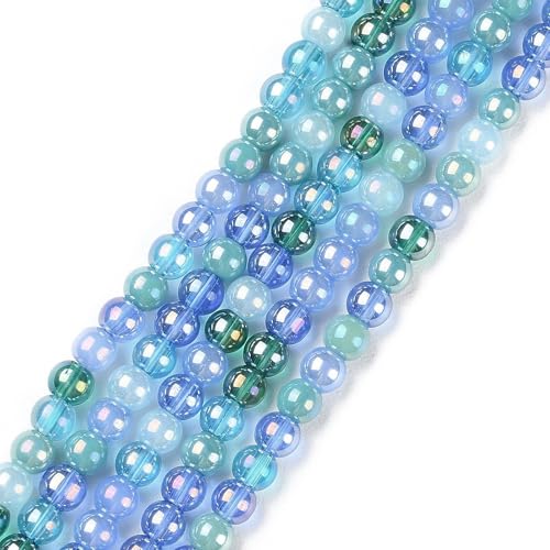 KISSITTY 1000 Stück 4 mm große Glas-Kristallperlen, blaue Imitationsperlen für Schmuckherstellung, Ohrringe, Armbänder, Halsketten, Schlüsselanhänger, Handwerk, Dekorationen von KISSITTY