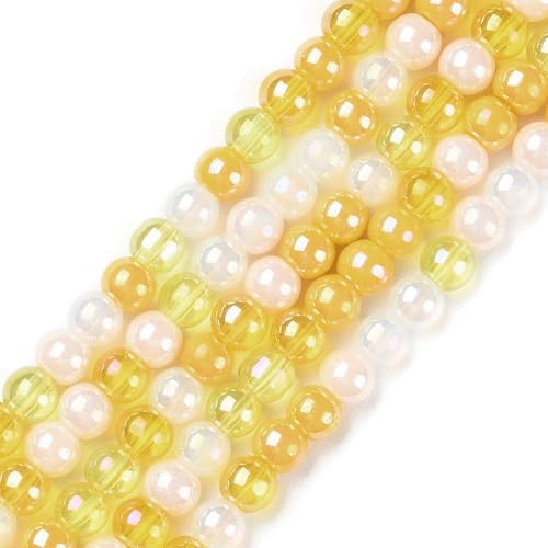 KISSITTY 1000 Stück 4 mm große Glaskristallperlen, gelbe Imitationsperlen für Schmuckherstellung, Ohrringe, Armbänder, Halsketten, Schlüsselanhänger, Handwerk, Dekorationen von KISSITTY