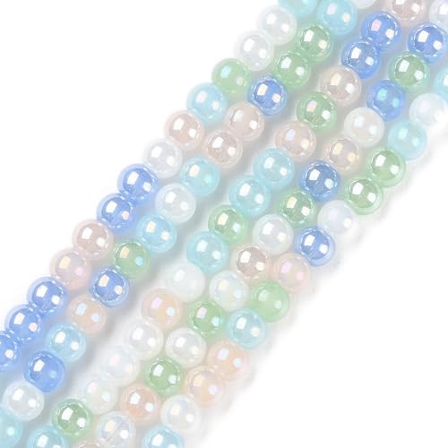 KISSITTY 1000 Stück 4 mm große Glaskristallperlen, himmelblaue Kunstperlen, glatt, rund, lose Abstandshalter, Perlen für Schmuckherstellung, Ohrringe, Armbänder, Halsketten, DIY, Schlüsselanhänger von KISSITTY