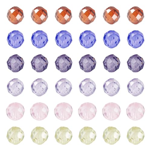 KISSITTY 108 Stück klare, facettierte Zirkonia-Steinperlen, runde Kristall-Perlen, bunte CZ-Steinkugel-Perlen, runde lose Halbedelsteinperlen für Armbänder, Halsketten, DIY-Schmuckherstellung von KISSITTY