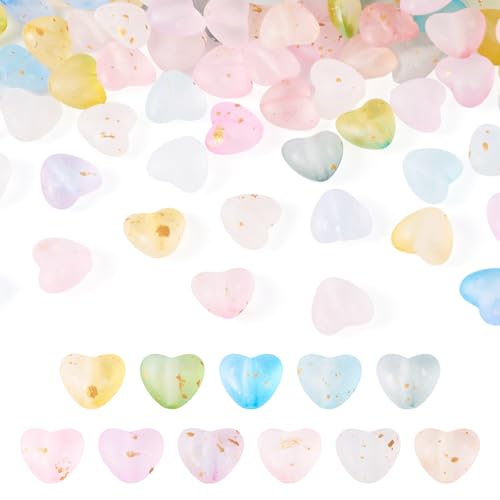 KISSITTY 110 Stück transparente Acryl-Herzperlen, niedliche Liebe, mattierte Glitzerperlen, Goldfolie, Herzanhänger, Kunststoffperlen für Schmuckherstellung, Armband, Halskette, DIY, Kunst, Ohrringe KISSITTY 110 Stück transparente Acryl-Herzperlen, niedliche Liebe, mattierte Glitzerperlen, Goldfolie, Herzanhänger, Kunststoffperlen für Schmuckherstellung, Armband, Halskette, DIY, Kunst, Ohrringe von KISSITTY