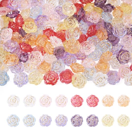 KISSITTY 120 Stück transparente Acryl-Blumen-Abstandshalter, Perlen, Großpackung, goldfarbenes Metall, bunt, vergoldete Blumenperlen für Armbänder, Halsketten, Schlüsselanhänger KISSITTY 120 Stück transparente Acryl-Blumen-Abstandshalter, Perlen, Großpackung, goldfarbenes Metall, bunt, vergoldete Blumenperlen für Armbänder, Halsketten, Schlüsselanhänger von KISSITTY