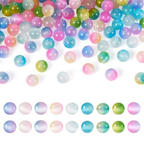 KISSITTY 135 Stück Glas-Katzenaugen-Perlen, lose Abstandshalter-Perlen, sortiert, 8 mm, glatte runde Steinperlen für Schmuckherstellung, DIY, Freundschaftsarmbänder, Halsketten, Ohrringe von KISSITTY