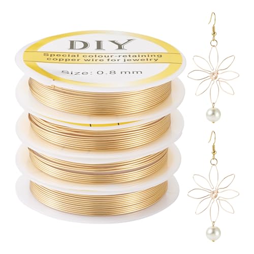 KISSITTY 14 Karat vergoldeter runder Kupferdraht, anlaufgeschützt, 0,8 mm, 0,8 mm von KISSITTY