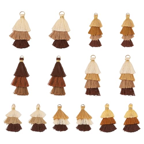 KISSITTY 14 Quasten-Anhänger für Schmuckherstellung, mehrlagige Schlüsselanhänger, Quasten, Großpackung, braun, Stoffanhänger, Hängedekorationen für DIY-Ohrringe, Basteln, Lesezeichen KISSITTY 14 Quasten-Anhänger für Schmuckherstellung, mehrlagige Schlüsselanhänger, Quasten, Großpackung, braun, Stoffanhänger, Hängedekorationen für DIY-Ohrringe, Basteln, Lesezeichen von KISSITTY