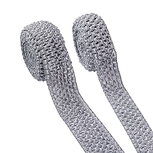 KISSITTY 2 Rollen elastisches Häkel-Stirnband, Bänder 9 m, graues Polyester, flach, gehäkelt, Stretch-Haarband, Besatz für DIY-Geschenkverpackungen, Haarschleifen, Taillenbänder, Basteln KISSITTY 2 Rollen elastisches Häkel-Stirnband, Bänder 9 m, graues Polyester, flach, gehäkelt, Stretch-Haarband, Besatz für DIY-Geschenkverpackungen, Haarschleifen, Taillenbänder, Basteln von KISSITTY