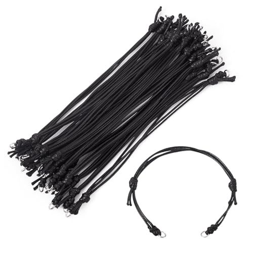 KISSITTY 20 verstellbare Armbandschnüre für Verbindungsanhänger, gewachste Polyester-Fadenschnur, schwarz, halbes Armband für Freundschaftsarmbänder, Schmuckherstellung KISSITTY 20 verstellbare Armbandschnüre für Verbindungsanhänger, gewachste Polyester-Fadenschnur, schwarz, halbes Armband für Freundschaftsarmbänder, Schmuckherstellung von KISSITTY