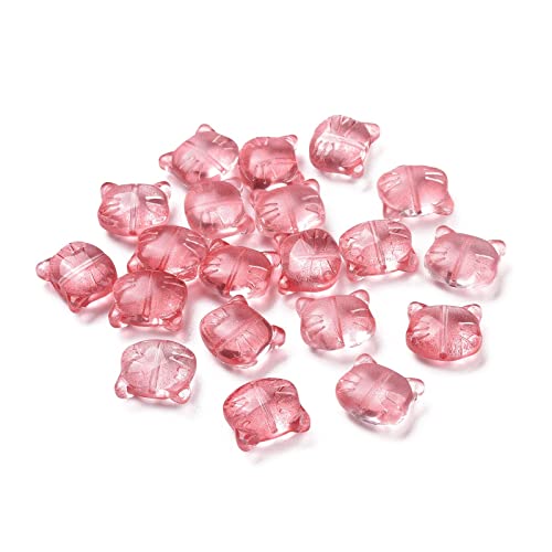KISSITTY 200 Stück Katzen-Glasperlen für Schmuckherstellung, Kirschrot, Katzenkopfform, mittig gebohrt, Glaskristall, Abstandshalter, Perlen für DIY-Armbänder, Halsketten, Ohrringe, Basteln, mit Loch von KISSITTY