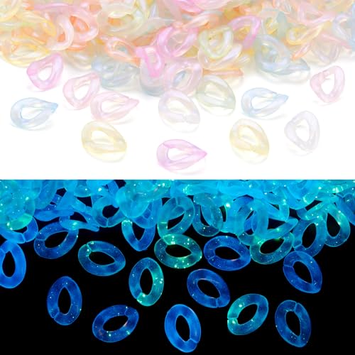 KISSITTY 200 Stück sortierte Verbindungsringe, leuchtet im Dunkeln, ovaler Acrylring, leuchtende Schnellverbindungsringe, offene Verbindungsringe für Damen, Kabelarmband, Jeans, Taschenkette KISSITTY 200 Stück sortierte Verbindungsringe, leuchtet im Dunkeln, ovaler Acrylring, leuchtende Schnellverbindungsringe, offene Verbindungsringe für Damen, Kabelarmband, Jeans, Taschenkette von KISSITTY