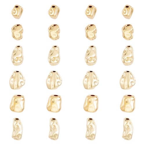 KISSITTY 24 Stück 18 Karat vergoldete Messingperlen, Großpackung, glattes Metall, lose Abstandshalter, Messing, unregelmäßige Twist-Nuggets-Perlen, gewellte Scheibenperlen für Armbänder, Halsketten KISSITTY 24 Stück 18 Karat vergoldete Messingperlen, Großpackung, glattes Metall, lose Abstandshalter, Messing, unregelmäßige Twist-Nuggets-Perlen, gewellte Scheibenperlen für Armbänder, Halsketten von KISSITTY