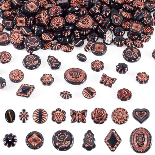 KISSITTY 257 Stück sortierte böhmische Acrylperlen zur Schmuckherstellung, rote eingefasste ästhetische Perlen, Schmetterling, Raute, Kürbis, Kaffeebohnen, ovale Herzblume, Großpackung für Armband KISSITTY 257 Stück sortierte böhmische Acrylperlen zur Schmuckherstellung, rote eingefasste ästhetische Perlen, Schmetterling, Raute, Kürbis, Kaffeebohnen, ovale Herzblume, Großpackung für Armband von KISSITTY