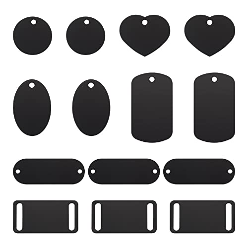 KISSITTY 30 Stück Aluminium-Stempelrohlinge, Gravur-Tags, Herz, rechteckig, oval, flach, rund, Metall-Hundemarken-Anhänger von KISSITTY