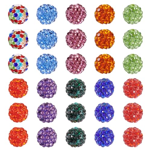 KISSITTY 30 Stück Polymer-Ton-Strass-Perlen, 10 mm, rund, Kristall, bunte Kugeln, ästhetische Bastelarbeiten, Abstandshalter, Perlen für DIY, Schlüsselanhänger, Armbänder, Halsketten, Ohrringe KISSITTY 30 Stück Polymer-Ton-Strass-Perlen, 10 mm, rund, Kristall, bunte Kugeln, ästhetische Bastelarbeiten, Abstandshalter, Perlen für DIY, Schlüsselanhänger, Armbänder, Halsketten, Ohrringe von KISSITTY