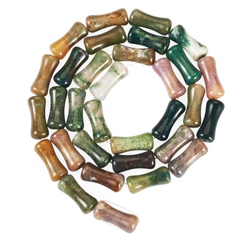 KISSITTY 31 Stück natürliche Achat-Perlen, Stränge, 12,5 x 5,5 mm, indische Perlen, Bambusstab-Perlen, Achat, Heilstein, Halbedelstein, lose Perlen für Schmuckherstellung, Handwerk, DIY, Halsketten KISSITTY 31 Stück natürliche Achat-Perlen, Stränge, 12,5 x 5,5 mm, indische Perlen, Bambusstab-Perlen, Achat, Heilstein, Halbedelstein, lose Perlen für Schmuckherstellung, Handwerk, DIY, Halsketten von KISSITTY
