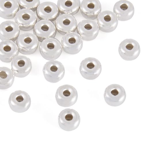 KISSITTY 50 Stück Sterlingsilber-Perlen, 3 x 1,5 mm, rund, silberfarben, Metallic, nahtlos, glatt, lose Perlen für Schmuckherstellung, Armband, Halskette, DIY, Kunst, Ohrringe, Bastelbedarf, Loch: 1 KISSITTY 50 Stück Sterlingsilber-Perlen, 3 x 1,5 mm, rund, silberfarben, Metallic, nahtlos, glatt, lose Perlen für Schmuckherstellung, Armband, Halskette, DIY, Kunst, Ohrringe, Bastelbedarf, Loch: 1 von KISSITTY