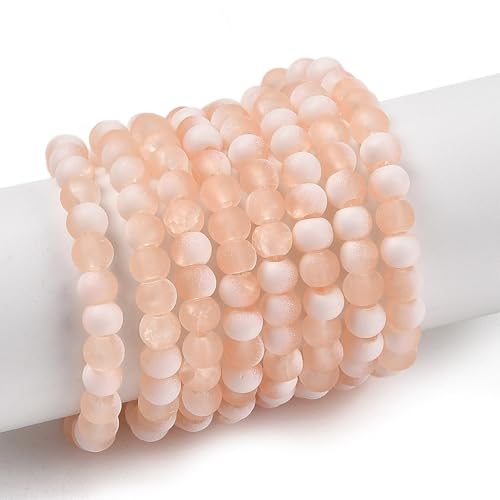 KISSITTY 50 Stück matte Glasperlen mit Farbverlauf, mattierter Kristall, 4 mm, Rondelle, helle Lachsperlen, mittig gebohrt, lose Bastelperlen für Schmuckherstellung, Ohrringe, Armbänder, Halsketten von KISSITTY