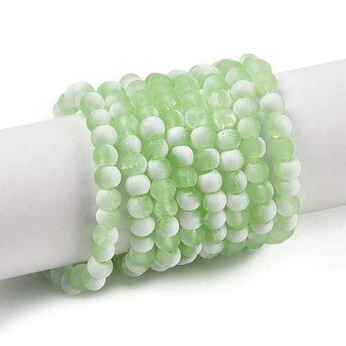 KISSITTY 50 Stück matte Glasperlen mit Farbverlauf, mattierter Kristall, 4 mm, Rondelle, hellgrüne Perlen in der Mitte, gebohrt, lose Bastelperlen für Schmuckherstellung, Ohrringe, Armbänder von KISSITTY