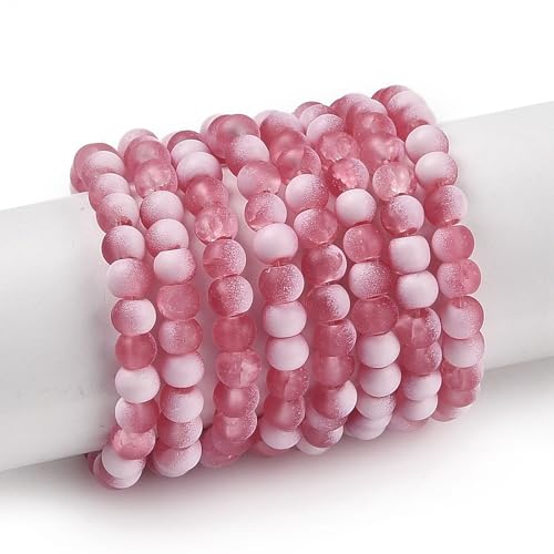 KISSITTY 50 Stück matte Glasperlen mit Farbverlauf, mattierter Kristall, 4 mm, Rondelle, hellviolett, rot, mittig gebohrt, lose Bastelperlen für Schmuckherstellung, Ohrringe, Armbänder, Halsketten von KISSITTY