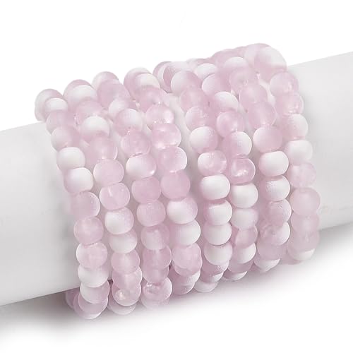 KISSITTY 50 Stück matte Glasperlen mit Farbverlauf, mattierter Kristall, 4 mm, Rondelle, rosa Perlen in der Mitte, gebohrt, lose Bastelperlen für Schmuckherstellung, Ohrringe, Armbänder, Halsketten von KISSITTY