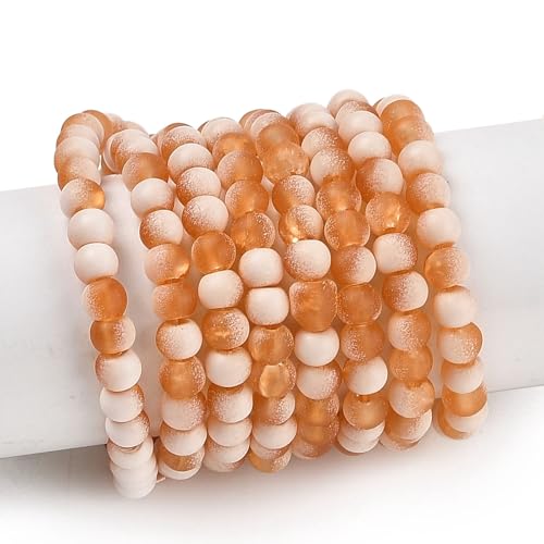 KISSITTY 50 Stück matte Glasperlen mit Farbverlauf, mattierter Kristall, 6 mm, Rondelle, dunkelorange, Perlen in der Mitte, gebohrt, lose Bastelperlen für Schmuckherstellung, Ohrringe, Armbänder von KISSITTY