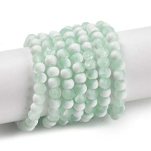 KISSITTY 50 Stück matte Glasperlen mit Farbverlauf, mattierter Kristall, 8 mm, Rondelle, Aquamarin-Perlen in der Mitte, gebohrt, lose Bastelperlen für Schmuckherstellung, Ohrringe, Armbänder KISSITTY 50 Stück matte Glasperlen mit Farbverlauf, mattierter Kristall, 8 mm, Rondelle, Aquamarin-Perlen in der Mitte, gebohrt, lose Bastelperlen für Schmuckherstellung, Ohrringe, Armbänder von KISSITTY