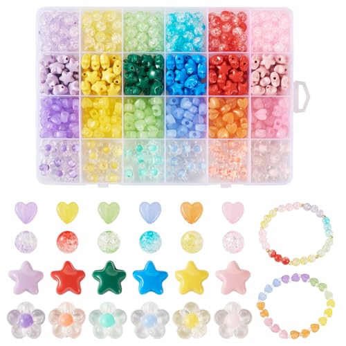 KISSITTY 510 Stück Acrylperlen, Sterne, rund, Herz, Blume, Pastell, lose Abstandshalter, Perlen, verschiedene Bonbonfarben, Perlenanhänger, Großpackung für Schmuckherstellung, Armbänder, Halsketten KISSITTY 510 Stück Acrylperlen, Sterne, rund, Herz, Blume, Pastell, lose Abstandshalter, Perlen, verschiedene Bonbonfarben, Perlenanhänger, Großpackung für Schmuckherstellung, Armbänder, Halsketten von KISSITTY