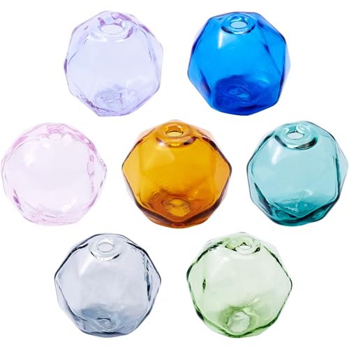 KISSITTY 7 große, hohle facettierte Glasperlen, rund, transparent, bunte Kristallkugel, lose Abstandshalter, Perlen für Schmuckherstellung, Armband, Halskette, DIY, Handwerk, Damenzubehör, 7 Farben KISSITTY 7 große, hohle facettierte Glasperlen, rund, transparent, bunte Kristallkugel, lose Abstandshalter, Perlen für Schmuckherstellung, Armband, Halskette, DIY, Handwerk, Damenzubehör, 7 Farben von KISSITTY