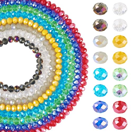 KISSITTY 8 Stränge, facettierte Glasperlen, 8 x 6 mm, sortierte Rondelle-Kristallperlen, Freundschaftsarmbänder, regenbogenbeschichtet, lose Abstandshalter für Schmuckherstellung, DIY, Halsketten KISSITTY 8 Stränge, facettierte Glasperlen, 8 x 6 mm, sortierte Rondelle-Kristallperlen, Freundschaftsarmbänder, regenbogenbeschichtet, lose Abstandshalter für Schmuckherstellung, DIY, Halsketten von KISSITTY