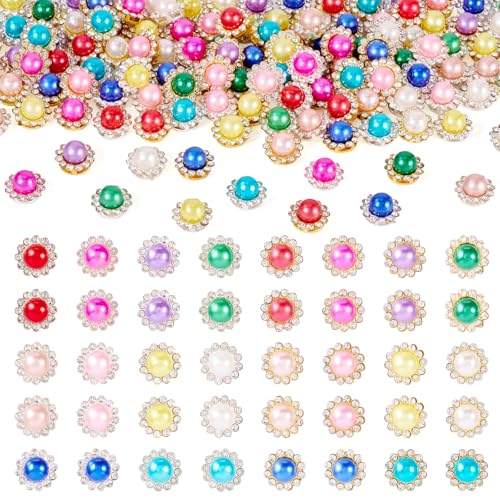 KISSITTY Blumen-Strasssteine zum Aufnähen, bunte Kristall-Blumen-Thema, flache Rückseite, Nähen, Strass-Dekorationen für Kleidung, Hochzeitskleid, Kleidung, Schmuck, Handwerk, Kostüm, 200 Stück von KISSITTY