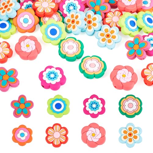 KISSITTY Bunte Blumenperlen, Freundschaftsarmbänder, gemischte Farben, PVC-Abstandshalter für selbstgemachte Armbänder, Ohrringe, Halsketten, Schmuckherstellung, DIY-Armbandherstellung, Zubehör für KISSITTY Bunte Blumenperlen, Freundschaftsarmbänder, gemischte Farben, PVC-Abstandshalter für selbstgemachte Armbänder, Ohrringe, Halsketten, Schmuckherstellung, DIY-Armbandherstellung, Zubehör für von KISSITTY