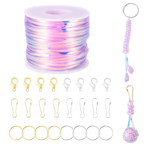 KISSITTY DIY Schlüsselband-Set, Schmuckherstellung, flach, PVC, Laserkordel, Zinklegierung, Karabinerverschlüsse, Eisen, geteilte Schlüsselringe, Fundstücke, Armband, Schnur für Armbänder KISSITTY DIY Schlüsselband-Set, Schmuckherstellung, flach, PVC, Laserkordel, Zinklegierung, Karabinerverschlüsse, Eisen, geteilte Schlüsselringe, Fundstücke, Armband, Schnur für Armbänder von KISSITTY
