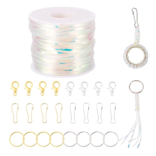 KISSITTY DIY Schlüsselband-Set, Schmuckherstellung, weiß, flach, PVC, Laserschnur, Zinklegierung, Karabinerverschlüsse, Eisen, Schlüsselringe, Verschlüsse, Armband, Schnur für Armband, Halskette KISSITTY DIY Schlüsselband-Set, Schmuckherstellung, weiß, flach, PVC, Laserschnur, Zinklegierung, Karabinerverschlüsse, Eisen, Schlüsselringe, Verschlüsse, Armband, Schnur für Armband, Halskette von KISSITTY